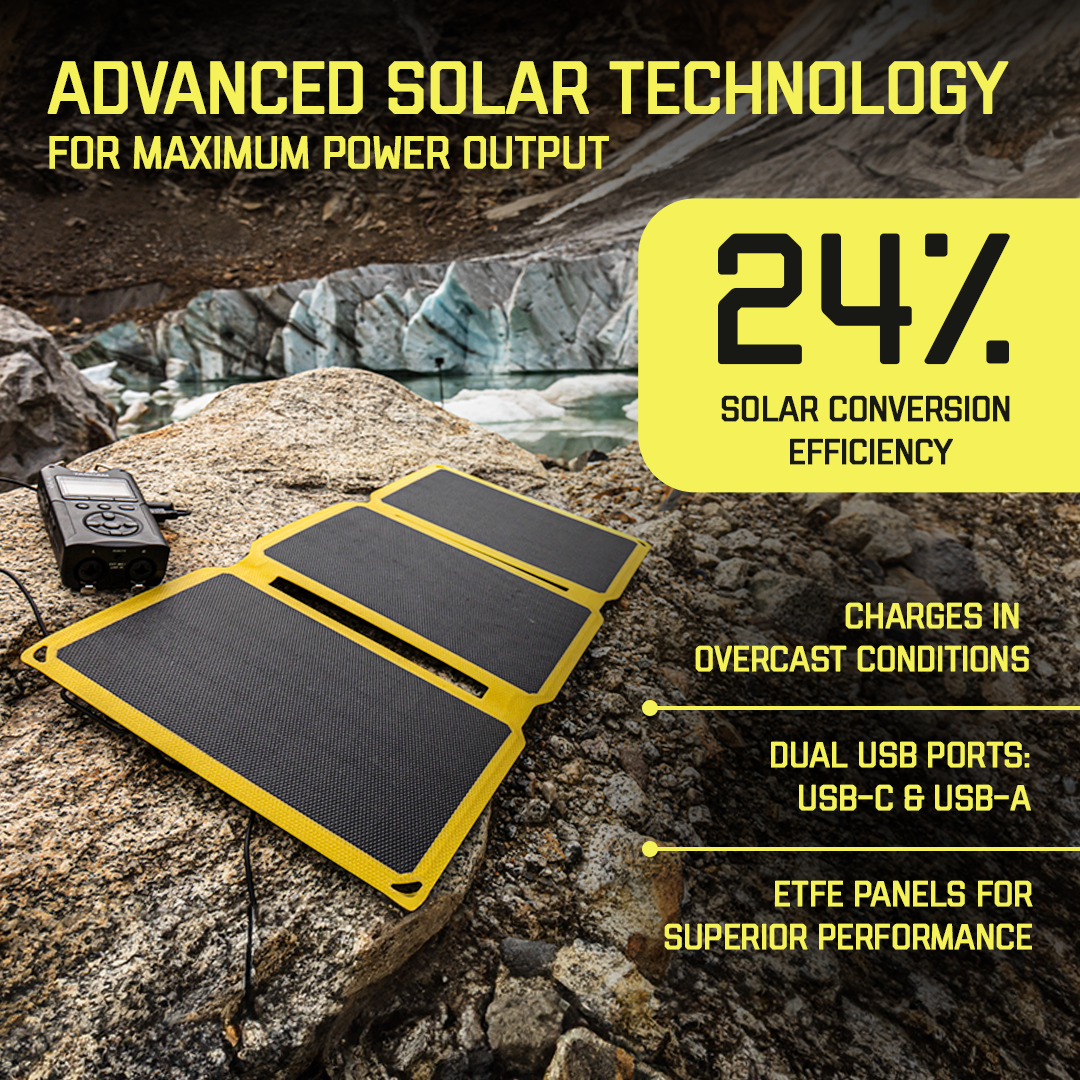 SunJack Foldable Portable Solar Panel Charger with 10 hour power bank battery