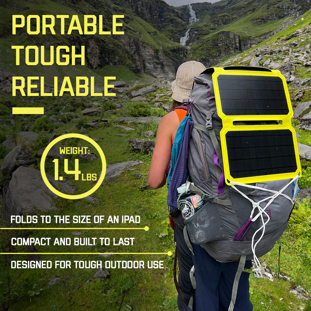 SunJack Foldable Portable Solar Panel Charger with 10 hour power bank battery