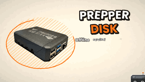 The real Prepper Disk: a black aluminum box with USB ports