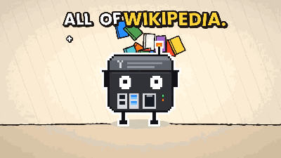 Cartoon: all of Wikipedia plus 60,000 ebooks flying around the Prepper Disk